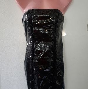 Black pleather skin tight dress